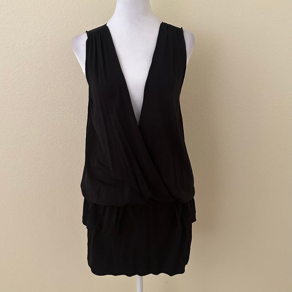 Max Studio Specialty Products Deep V-Neck Black Sleeveless Mini Dress Size M NWT
